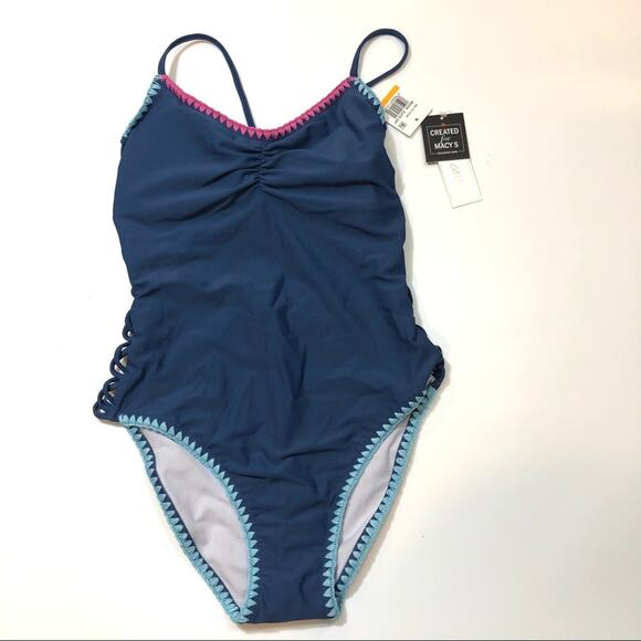 SALT+COVE Shell-stitch Blue One-piece Swimsuit - Picture 3 of 6
